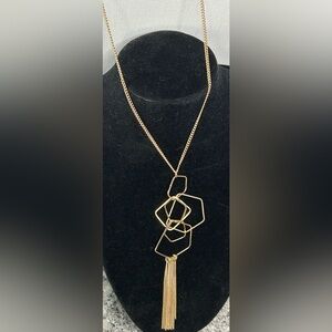 Paparazzi Gold Geometric Necklace with Tassel